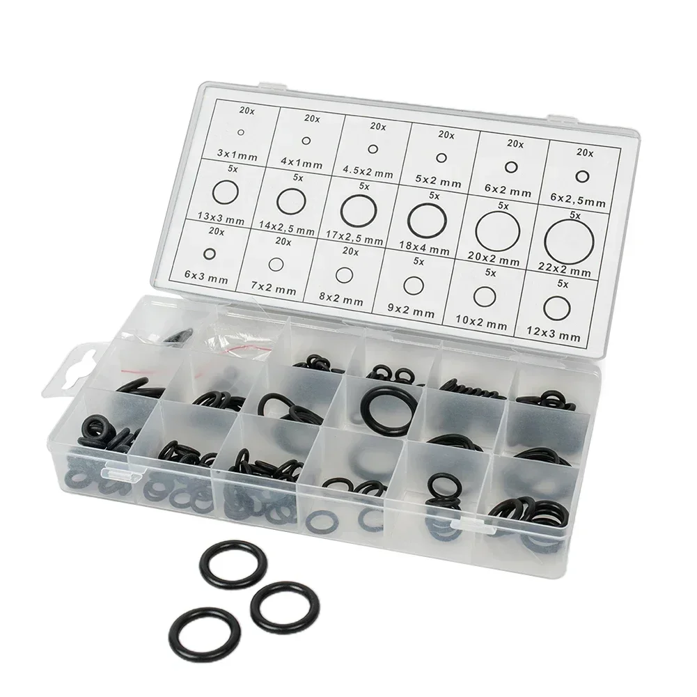 Portable Useful O Ring Gaskets Seal Rubber 18 Sizes 225Pcs Assortment Black Kit Pipe Wear Resistance Hydraulic
Portable Useful O Ring Gaskets Seal Rubber 18 Sizes 225Pcs Assortment Black Kit Pipe Wear Resistance Hydraulic