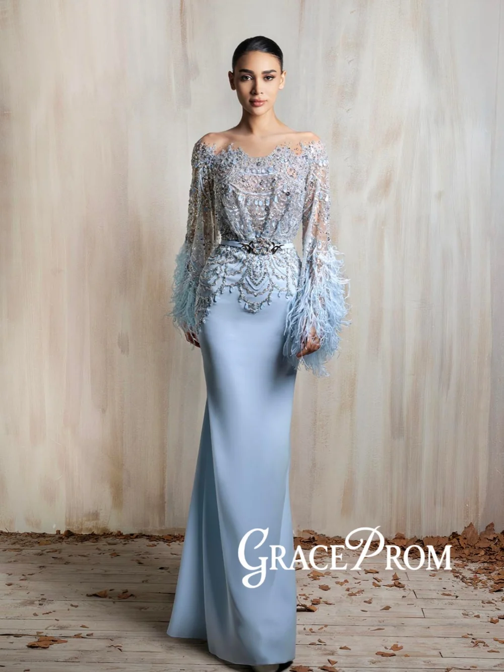 Light Blue Feathered Evening Dress Dazzling Beaded Satin Long Wedding Party Gown Customized Luxury Off Shoulder Red Carpet Gowns
Light Blue Feathered Evening Dress Dazzling Beaded Satin Long Wedding Party Gown Customized Luxury Off Shoulder Red Carpet Gowns