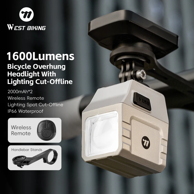 WEST BIKING Wireless Remote Bike Light 1600 Lumens High Brightness Wireless Remote Control Cycling Front Light IP66 Waterproof
WEST BIKING Wireless Remote Bike Light 1600 Lumens High Brightness Wireless Remote Control Cycling Front Light IP66 Waterproof