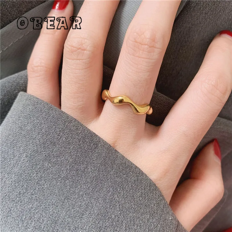 French Simple Charm Smooth Wave Ring Women Stainless Steel Plated 18k Fashion Personality Wedding Party Jewelry
French Simple Charm Smooth Wave Ring Women Stainless Steel Plated 18k Fashion Personality Wedding Party Jewelry