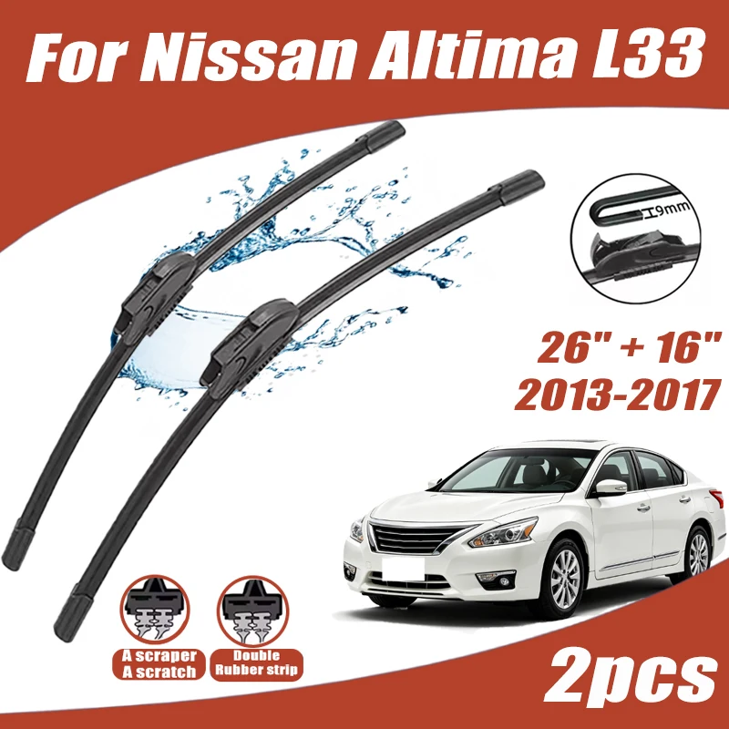 2Pcs 26"+16" Front Windshield Wiper Blades For Nissan Altima L33 2013-2017 2014 2015 2016 2017 Quiet Durable Windscreen Wipers
2Pcs 26"+16" Front Windshield Wiper Blades For Nissan Altima L33 2013-2017 2014 2015 2016 2017 Quiet Durable Windscreen Wipers