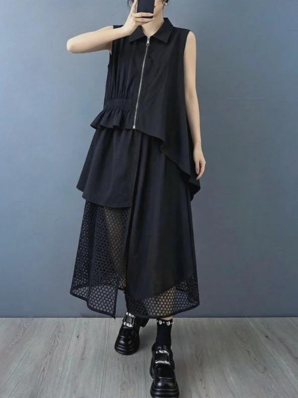 Summer Dark Unique Design Irregular Fashion Hong Kong Style Vest Zipper Shirt Mesh Splicing Elastic Skirt Women's Shirt
Summer Dark Unique Design Irregular Fashion Hong Kong Style Vest Zipper Shirt Mesh Splicing Elastic Skirt Women's Shirt