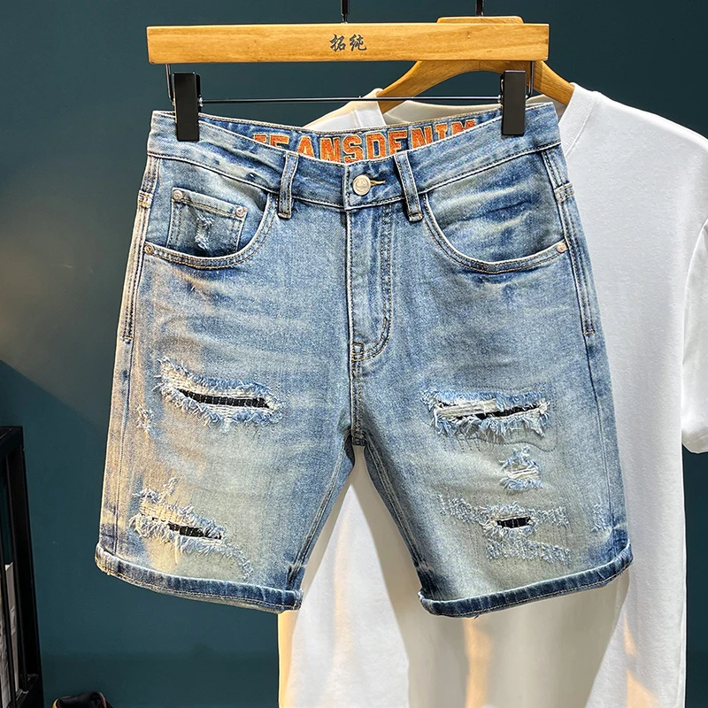 TC5001 Summer denim shorts broken holes male tide Slim embroidery patches high-end elastic Chinese trousers
TC5001 Summer denim shorts broken holes male tide Slim embroidery patches high-end elastic Chinese trousers