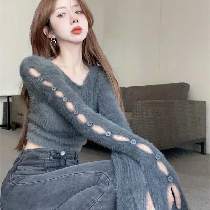 Button Hole Y2K Knitting Sweaters Spring Autumn New Long Sleeve Slim Short Sexy Pullovers Top Fashion Temperament Women Clothing
Button Hole Y2K Knitting Sweaters Spring Autumn New Long Sleeve Slim Short Sexy Pullovers Top Fashion Temperament Women Clothing