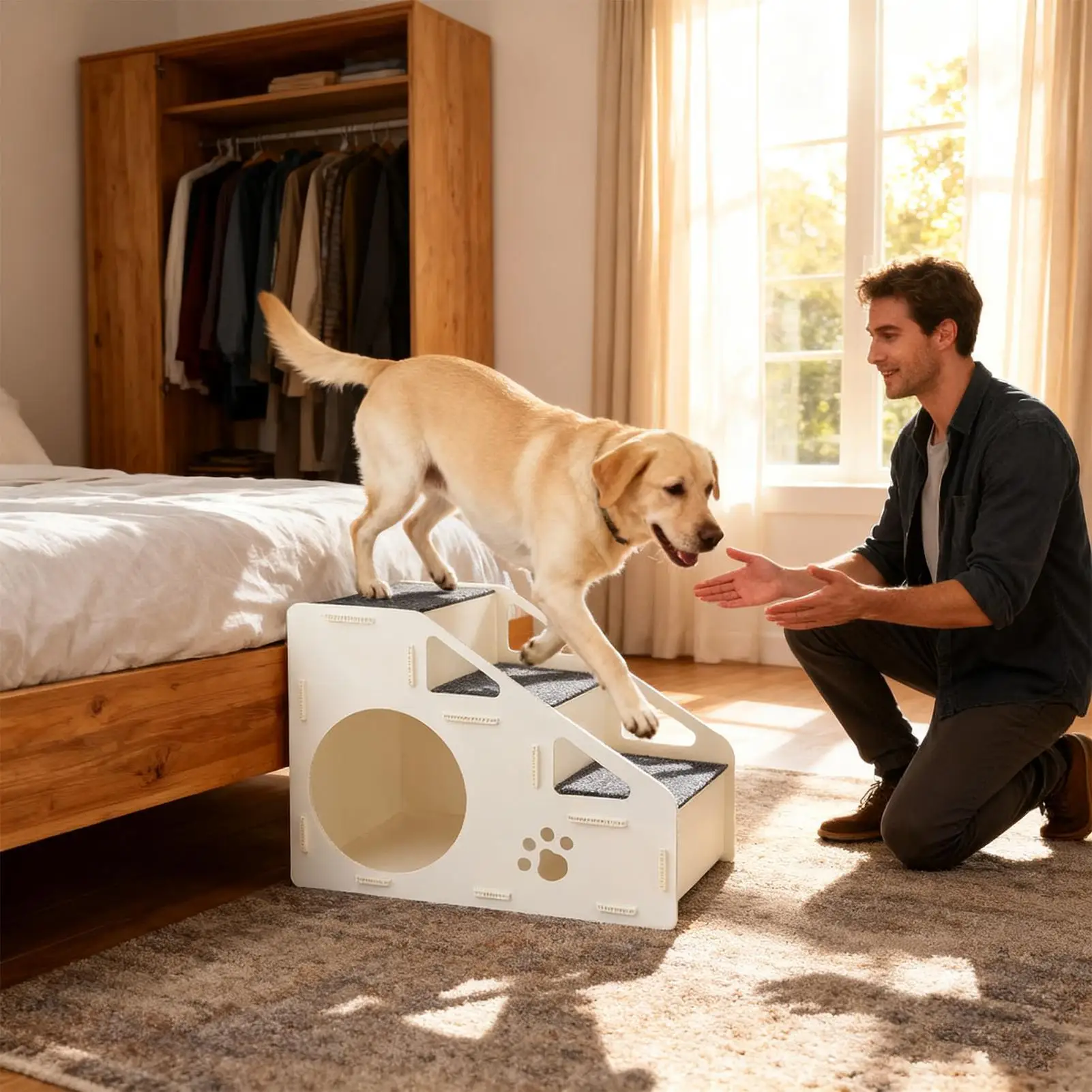 Ступеньки для собак, нескользящая игрушка для лестницы для домашних животных, 4-ступенчатая рампа для котенка, домик для высокой кровати, дивана, игровая площадка, маленькие, средние, большие кошки, собаки
Ступеньки для собак, нескользящая игрушка для лестницы для домашних животных, 4-ступенчатая рампа для котенка, домик для высокой кровати, дивана, игровая площадка, маленькие, средние, большие кошки, собаки