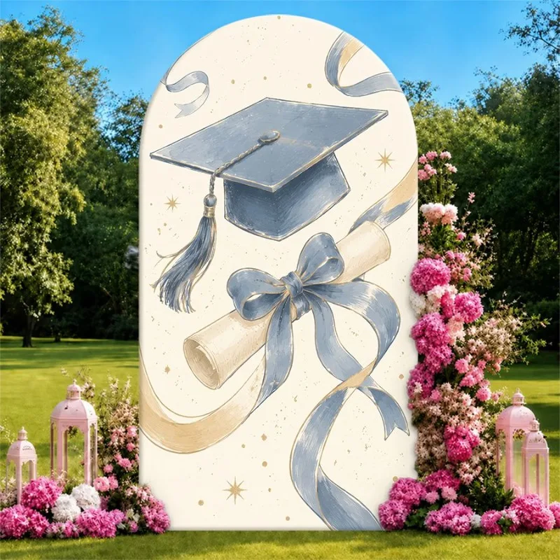 Single Side Arch Backdrop Cover Elegant Graduation Theme Backdrop with Cap Scroll and Ribbon Design Perfect for Academic
Single Side Arch Backdrop Cover Elegant Graduation Theme Backdrop with Cap Scroll and Ribbon Design Perfect for Academic