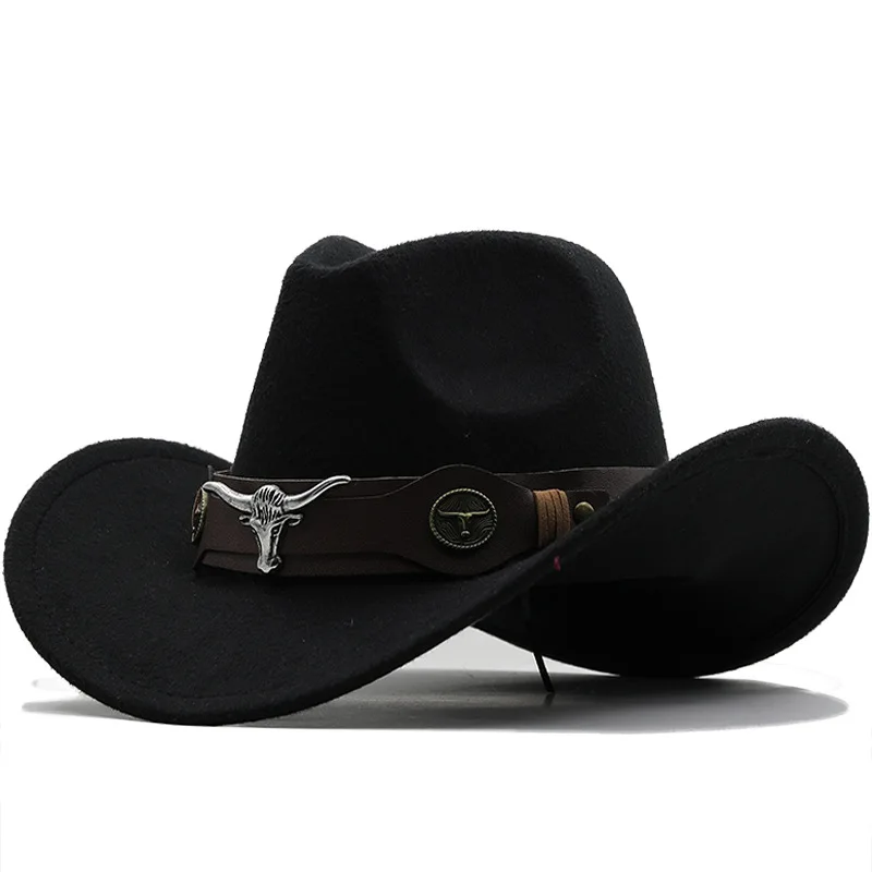 Western Style Cowboy Hat 3 Sizes Jazz Top Hat Men Ethnic Style Cow Head Ribbon Felt Cowgirl Cap Women Children Riding Fedora Hat
Western Style Cowboy Hat 3 Sizes Jazz Top Hat Men Ethnic Style Cow Head Ribbon Felt Cowgirl Cap Women Children Riding Fedora Hat
