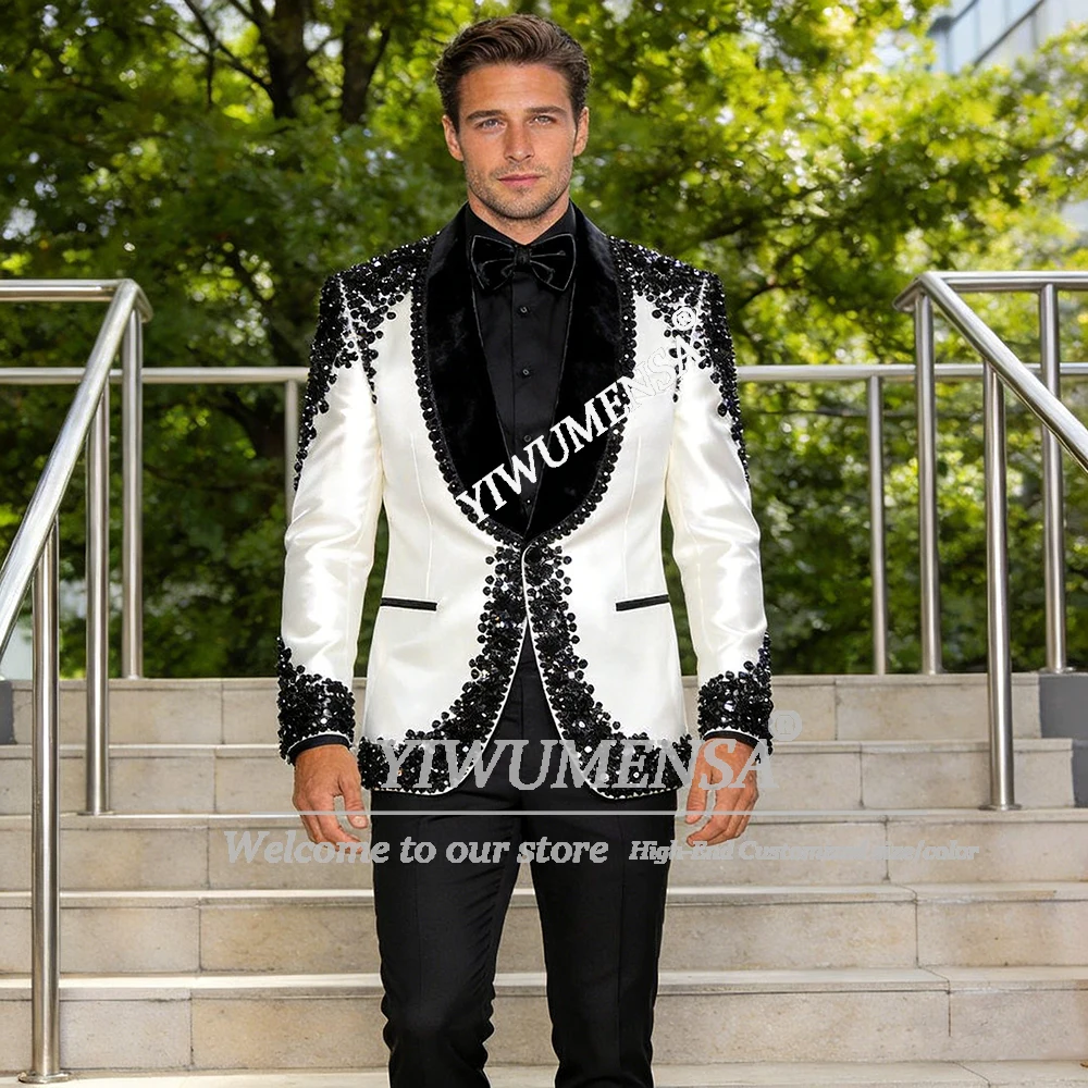 Exquisite Suit Men For Wedding Velvet Label Prom Blazers Customized Black Beaded Stones Groom Tuxedos 2 Piece Sets Formal Wear
Exquisite Suit Men For Wedding Velvet Label Prom Blazers Customized Black Beaded Stones Groom Tuxedos 2 Piece Sets Formal Wear
