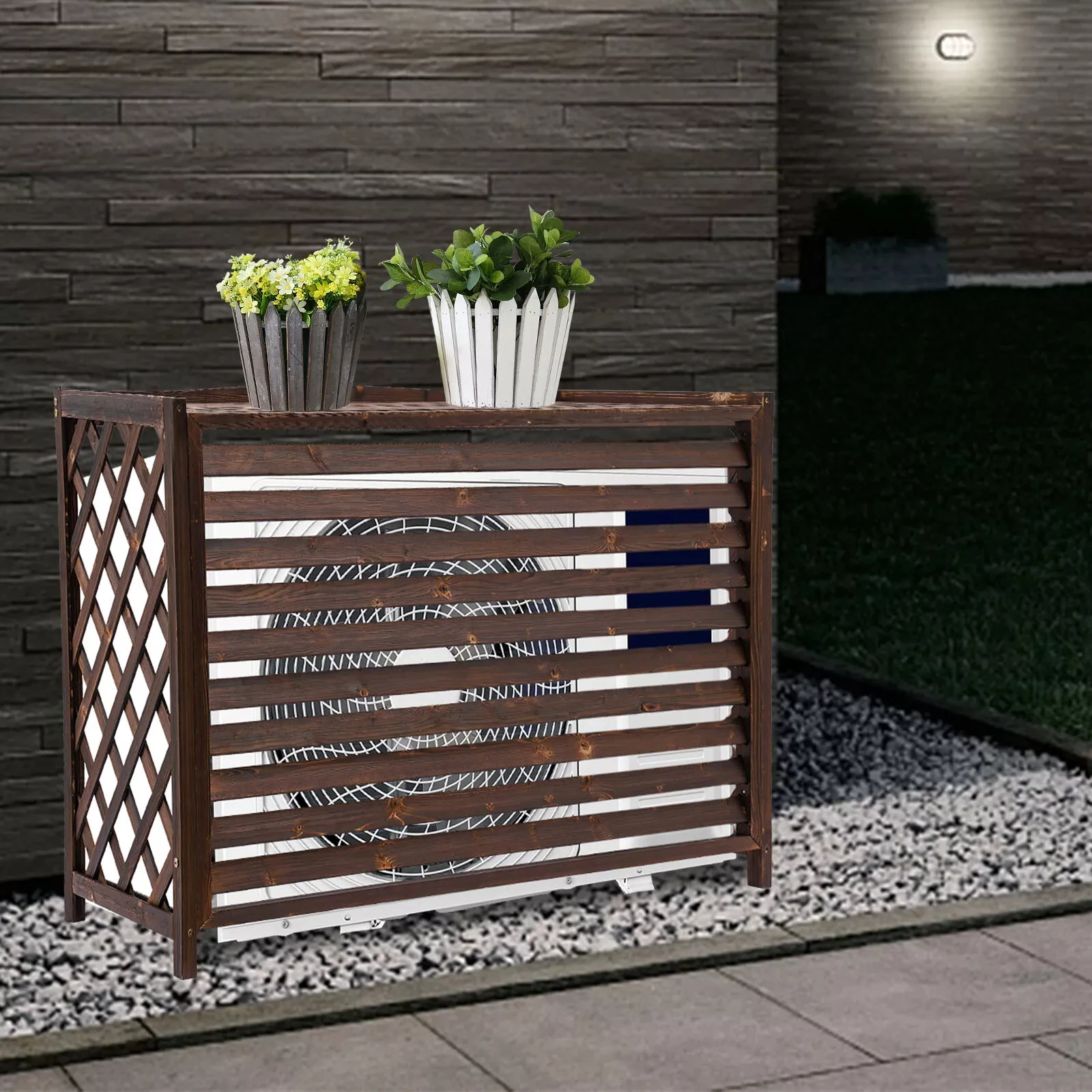Wooden A/C Cover, Free Standing Fence Screen for Air Conditioners, Wood Color
Wooden A/C Cover, Free Standing Fence Screen for Air Conditioners, Wood Color