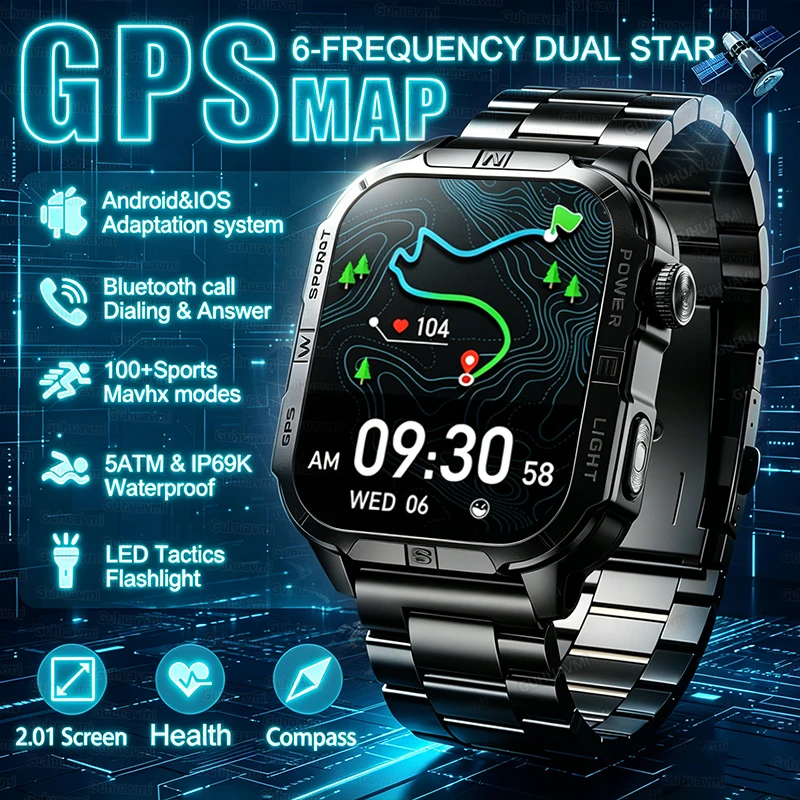 2026 New Outdoor Military Grade GPS Smart Watch 5ATM Waterproof Compass Heart Rate Bluetooth HD call Men Swim Sports Smartwatch
2026 New Outdoor Military Grade GPS Smart Watch 5ATM Waterproof Compass Heart Rate Bluetooth HD call Men Swim Sports Smartwatch