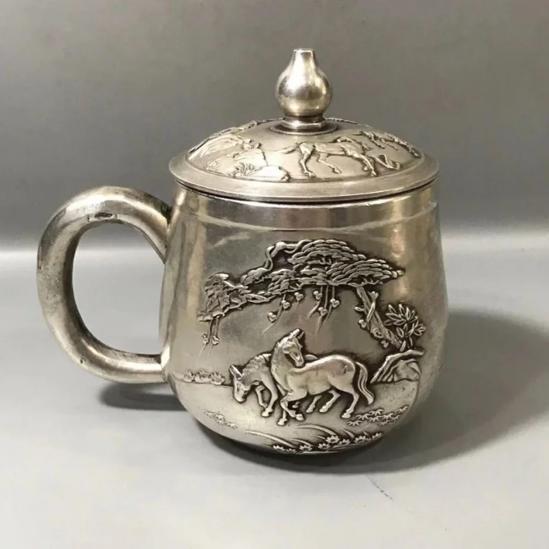 Antique Style Double Horse Teacup Teapot Home Tea Ceremony Tea Table Craft Ornament Antique Silverware Collection Display Decora
Antique Style Double Horse Teacup Teapot Home Tea Ceremony Tea Table Craft Ornament Antique Silverware Collection Display Decora