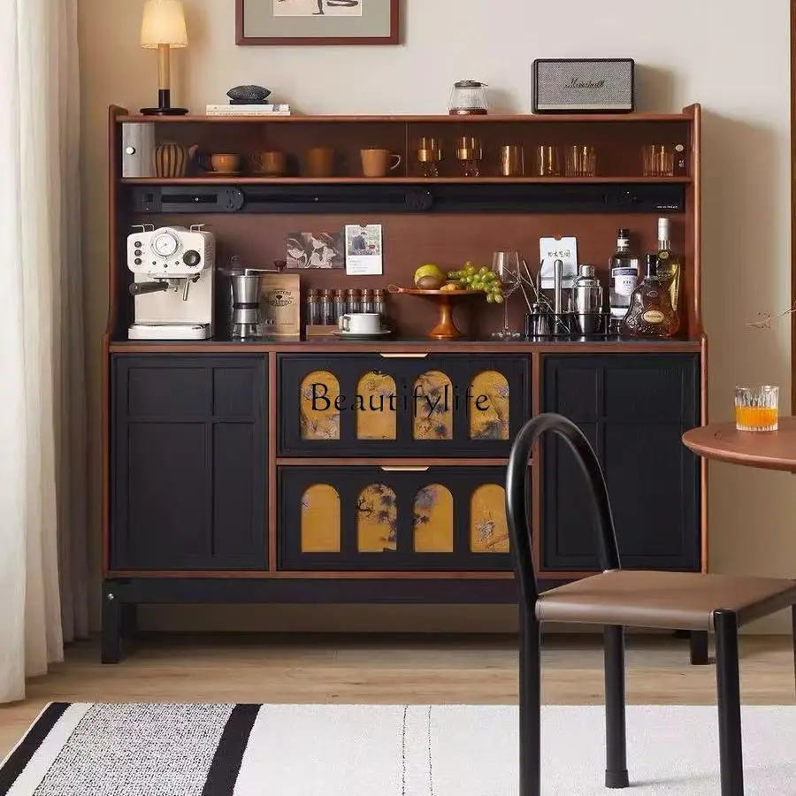 French retro solid wood dining side cabinet, living room wall storage, multi-functional coffee bar integrated cabinet
French retro solid wood dining side cabinet, living room wall storage, multi-functional coffee bar integrated cabinet