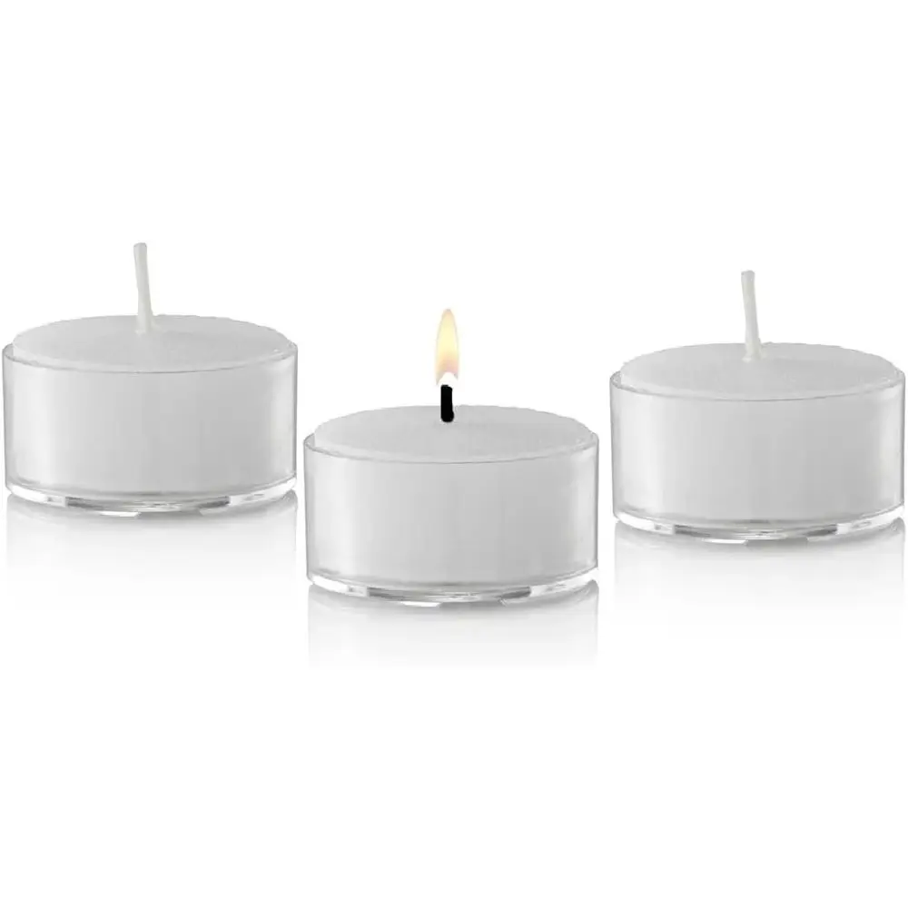 7-Hour White Tealight Candles, Clear Cups, Unscented, Ideal for Celebrations, Home & Weddings, Pack of 400
7-Hour White Tealight Candles, Clear Cups, Unscented, Ideal for Celebrations, Home & Weddings, Pack of 400