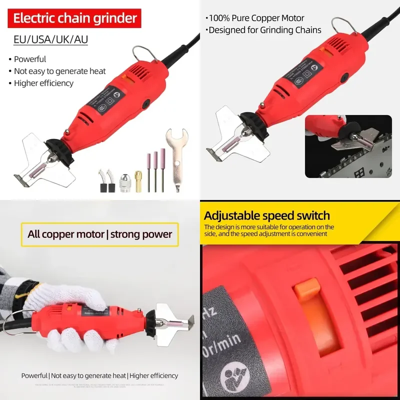 Electric Chainsaw Chain Sharpener for EU USA UK AU Grinding Chain Machine Saw Chain Fast Portable Handheld Electric File
Electric Chainsaw Chain Sharpener for EU USA UK AU Grinding Chain Machine Saw Chain Fast Portable Handheld Electric File