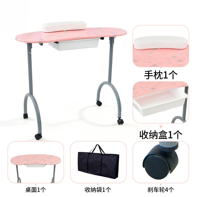 Hongzi cross-border supply pattern manicure table movable manicure workbench multi-functional portable folding manicure table