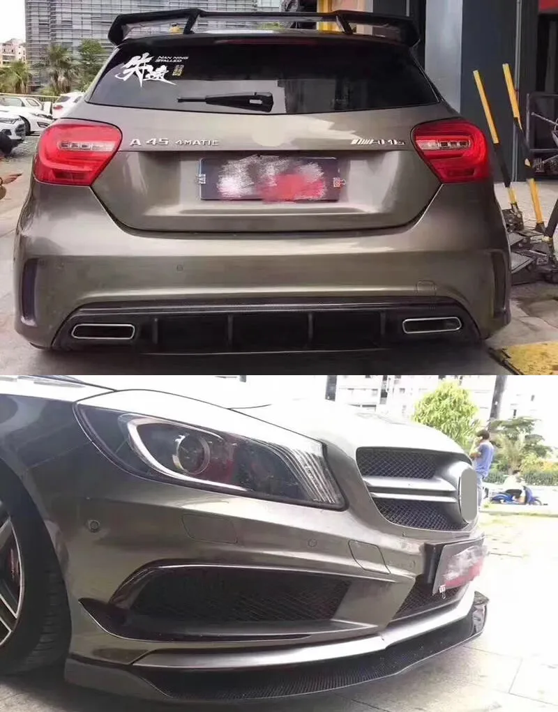 Для Benz W176 A45 Amg Высококачественный передний бампер из углеродного волокна, задний диффузор, боковые юбки, спойлер, комплект кузова 2013up 
Для Benz W176 A45 Amg Высококачественный передний бампер из углеродного волокна, задний диффузор, боковые юбки, спойлер, комплект кузова 2013up