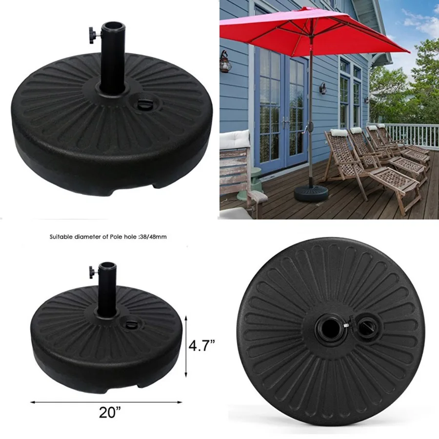 Heavy Duty 23L Round 20" Water Filled Patio Outdoor Umbrella Base Stand Weight with Steel Umbrella Holder Suit for Dia 38mm or
Heavy Duty 23L Round 20" Water Filled Patio Outdoor Umbrella Base Stand Weight with Steel Umbrella Holder Suit for Dia 38mm or