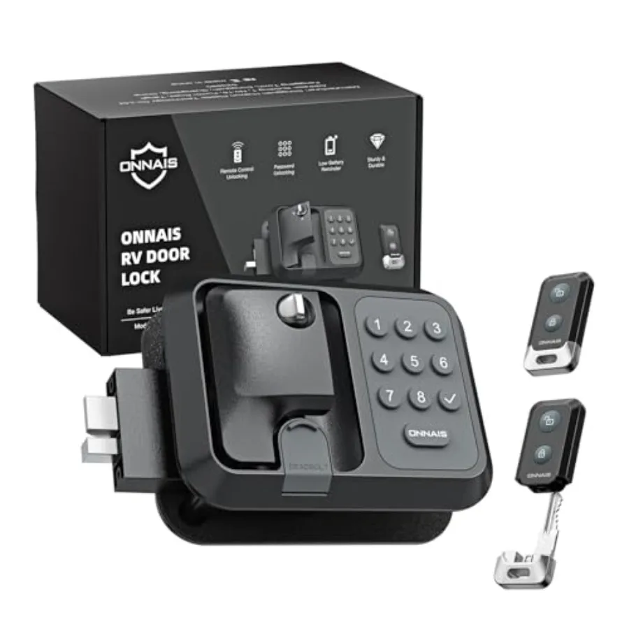 Full Metal RV Keyless Entry Door Lock with Password Remote, Fits Most Trailers and 5th Wheels, Ideal Gifts for RV Owners
Full Metal RV Keyless Entry Door Lock with Password Remote, Fits Most Trailers and 5th Wheels, Ideal Gifts for RV Owners