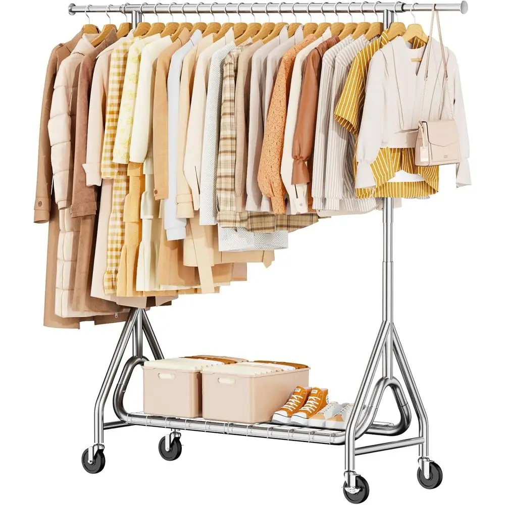 Heavy Duty Garment Rack, Metal Clothes Rack Load 450 LBS, Rolling Clothing Racks for Hanging Clothes with Lockable Wheels, Wardr
Heavy Duty Garment Rack, Metal Clothes Rack Load 450 LBS, Rolling Clothing Racks for Hanging Clothes with Lockable Wheels, Wardr