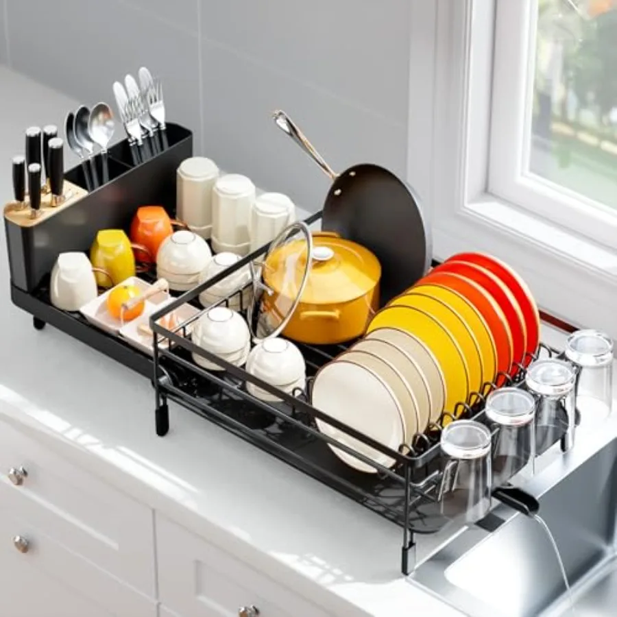 Large Dish Drying Rack, Expandable Dish Racks for Kitchen Counter, Multifunctional Dish Drainer with Utensil Holder and Cup Hol
Large Dish Drying Rack, Expandable Dish Racks for Kitchen Counter, Multifunctional Dish Drainer with Utensil Holder and Cup Hol
