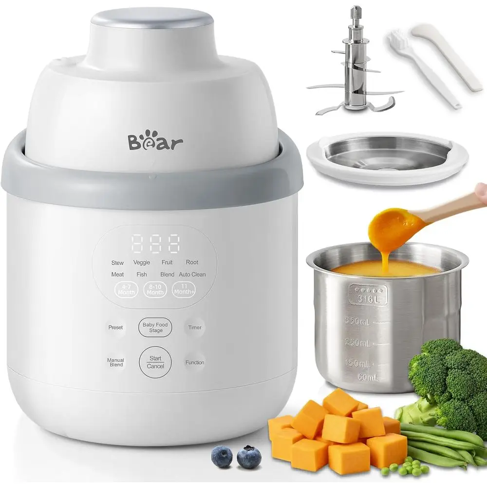 Пароварка-блендер NutriEase AllStage из нержавеющей стали для приготовления детского питания, универсальный прибор для измельчения и приготовления детского питания, автоматическая функция приготовления.
Пароварка-блендер NutriEase AllStage из нержавеющей стали для приготовления детского питания, универсальный прибор для измельчения и приготовления детского питания, автоматическая функция приготовления.
