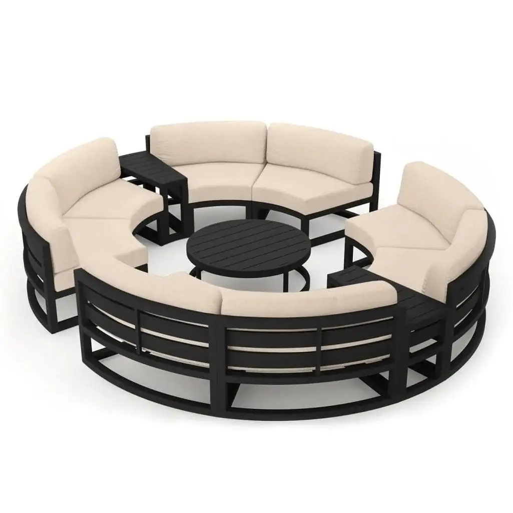 Modern Patio Outside Relaxing Modular Sofa Set Sectional Curved Circle Round Outdoor Aluminium Sofa Furniture
Modern Patio Outside Relaxing Modular Sofa Set Sectional Curved Circle Round Outdoor Aluminium Sofa Furniture