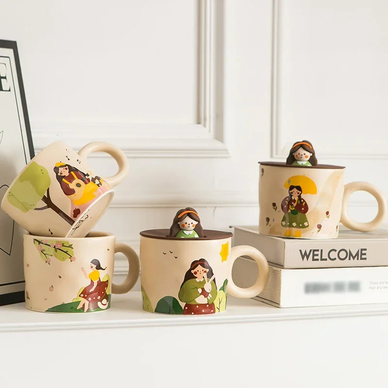 400ml Cute girl Retro Ceramics Mug with Lid Coffee Cup Personalized Breakfast Milk Cup Festival Gift Couple Water cups Office
400ml Cute girl Retro Ceramics Mug with Lid Coffee Cup Personalized Breakfast Milk Cup Festival Gift Couple Water cups Office