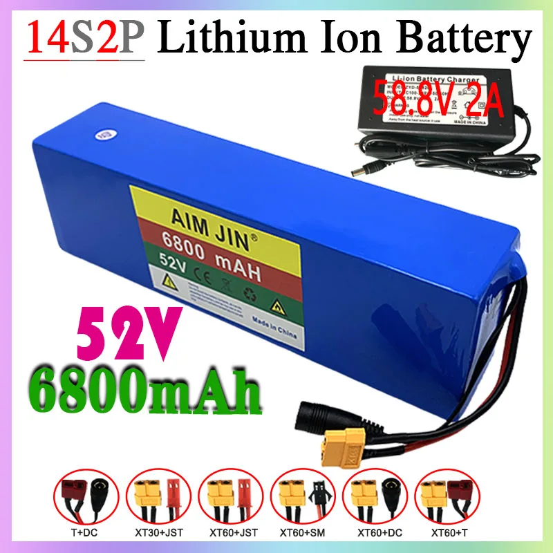 14S2P 52V Rechargeable Li-ion Battery Pack 18650 6800mAh For Electric Bike Scooter Balance Car Toy Built-in BMS
14S2P 52V Rechargeable Li-ion Battery Pack 18650 6800mAh For Electric Bike Scooter Balance Car Toy Built-in BMS