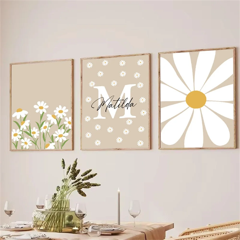 Personalized Custom Name Poster White Flower Daisy Wall Art Canvas Painting Nordic Print Wall Pictures Kids Girl Room Decoration
Personalized Custom Name Poster White Flower Daisy Wall Art Canvas Painting Nordic Print Wall Pictures Kids Girl Room Decoration