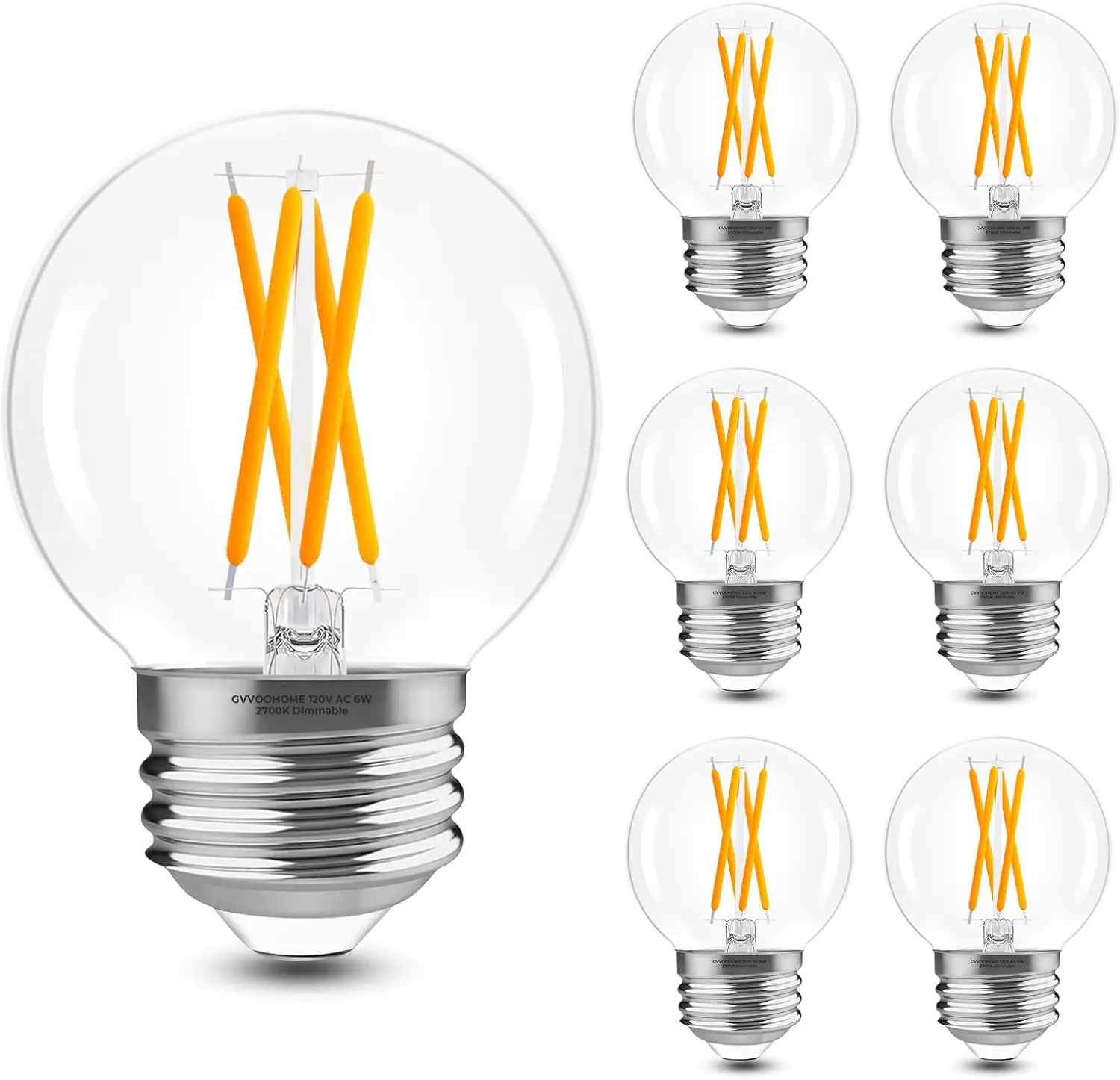 Dimmable 6W LED Globe Bulb, 60W Equivalent, 2700K Warm White, 600LM, 90+ CRI, 6 Pack
Dimmable 6W LED Globe Bulb, 60W Equivalent, 2700K Warm White, 600LM, 90+ CRI, 6 Pack