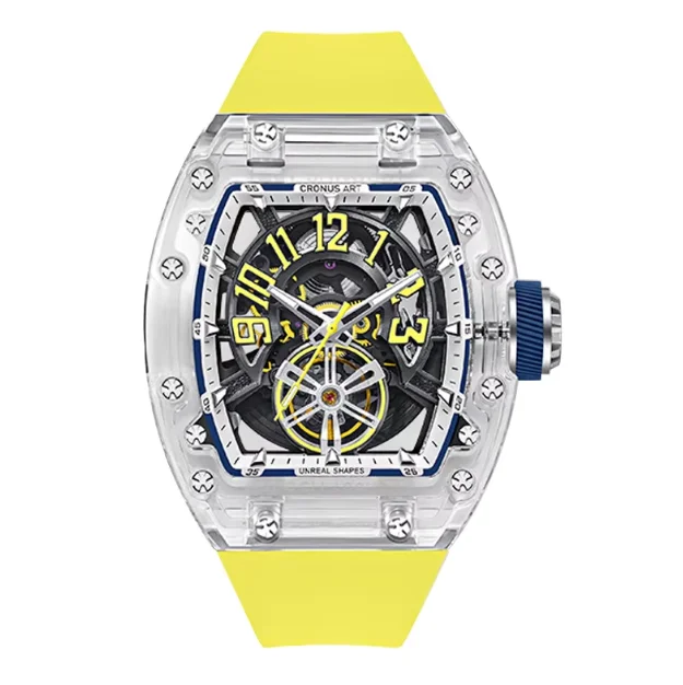 CRONUSART Men Automatic Watch 50mm Tonneau Mechanical Wristwatch Acrylic Case Skeleton Semi-circular Luminous Dial
CRONUSART Men Automatic Watch 50mm Tonneau Mechanical Wristwatch Acrylic Case Skeleton Semi-circular Luminous Dial