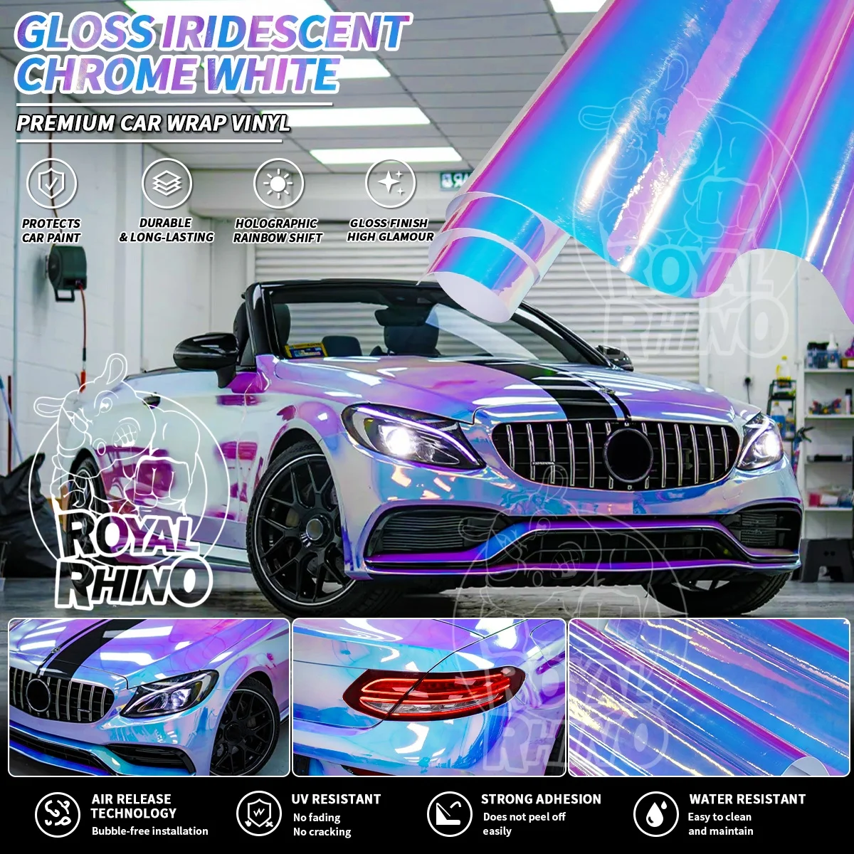 Gloss Iridescent Holographic Rainbow Chrome White Blue Vinyl Wrap Color Shift Adhesive Decal Film Motorbike Car Wrapping Sticker
Gloss Iridescent Holographic Rainbow Chrome White Blue Vinyl Wrap Color Shift Adhesive Decal Film Motorbike Car Wrapping Sticker