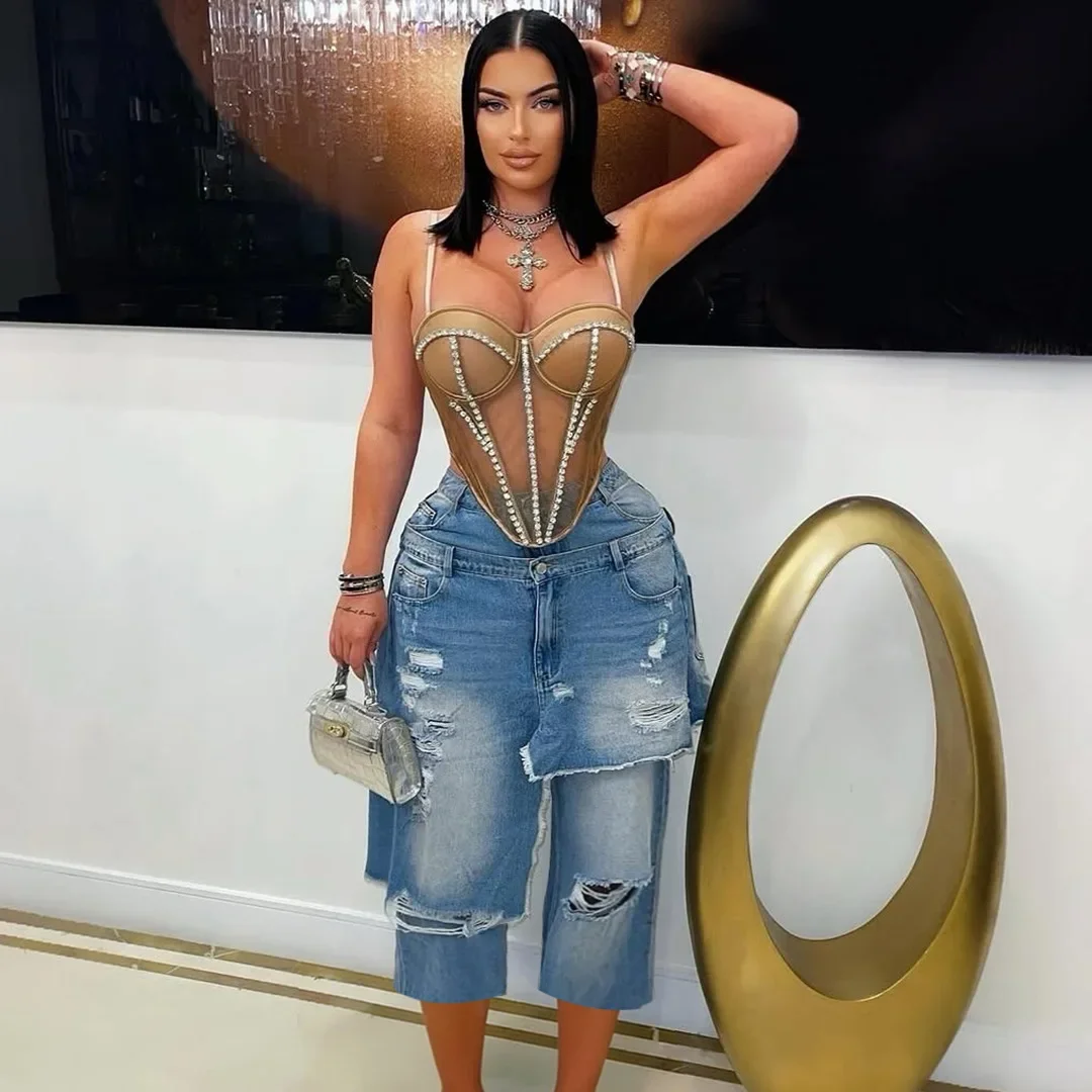 GUWU Women's Fashion Denim Vintage Spliced Ripped Decor Loose Straight Capri Pants
GUWU Women's Fashion Denim Vintage Spliced Ripped Decor Loose Straight Capri Pants