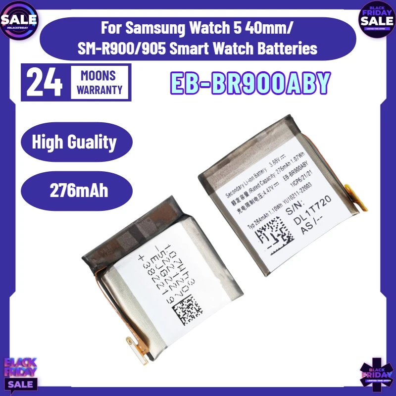 3.88V 276mAh EB-BR900ABY Replacement Battery for Samsung Watch 5 40mm/ SM-R900/905 Smart Watch Batteries
3.88V 276mAh EB-BR900ABY Replacement Battery for Samsung Watch 5 40mm/ SM-R900/905 Smart Watch Batteries