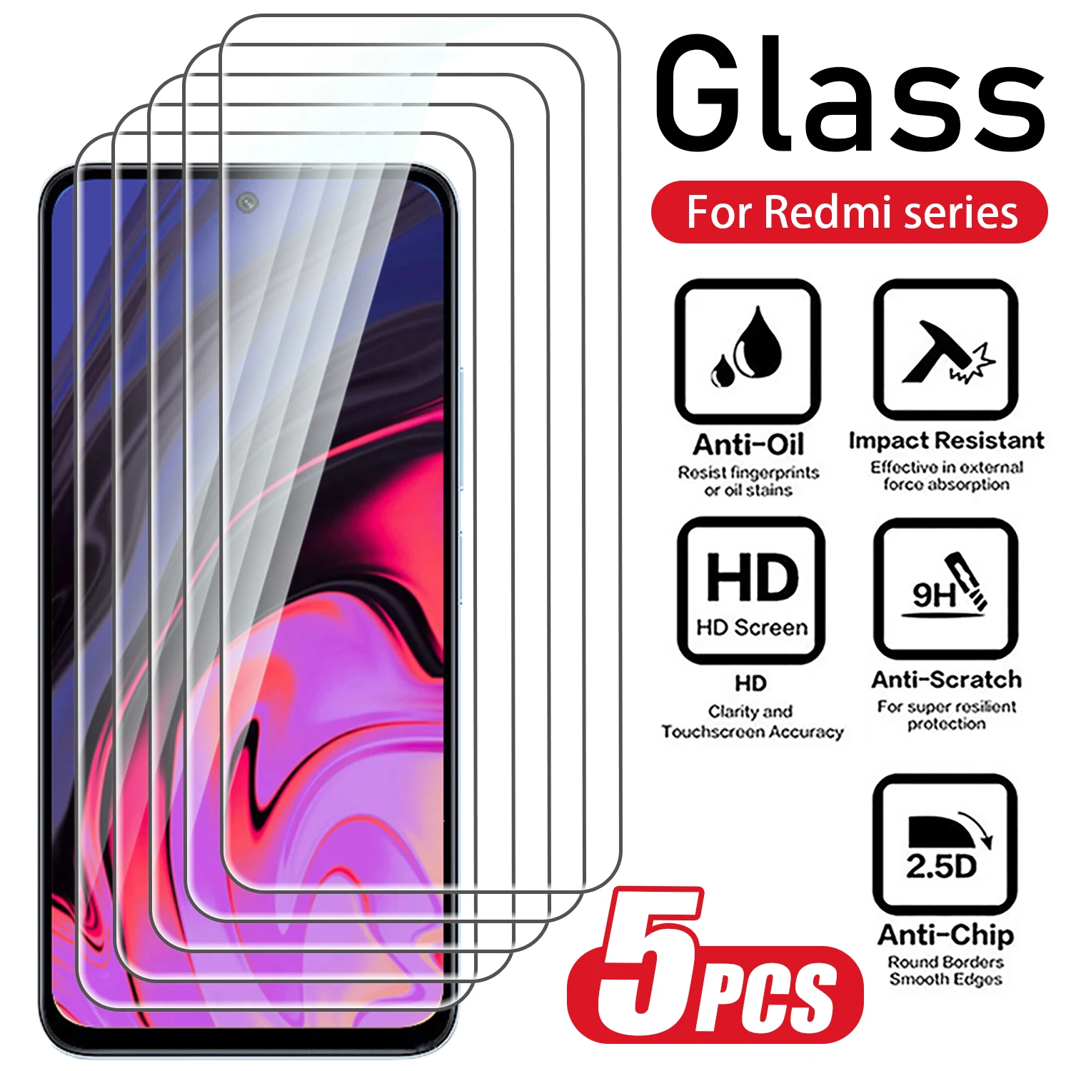 5PCS Screen Protector For Redmi 12 13C 14C Tempered Glass For Redmi 8 9 10 4G 5G 10C 10X 12C Phone Film
5PCS Screen Protector For Redmi 12 13C 14C Tempered Glass For Redmi 8 9 10 4G 5G 10C 10X 12C Phone Film
