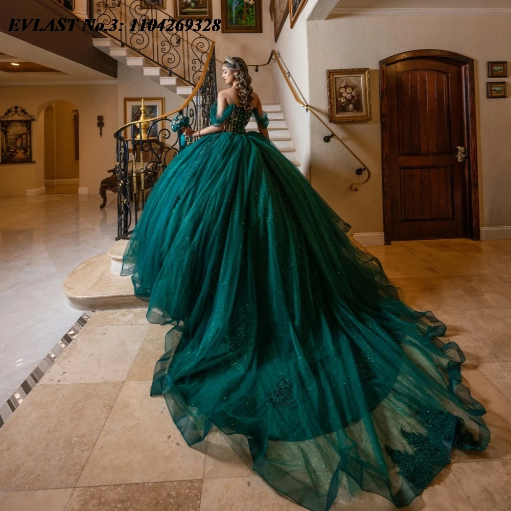 EVLAST Customized Dark Green Quinceanera Dress Ball Gown Glitter Applique Beading Corset Sweet 16 Vestidos De 15 Anos E3Q783
EVLAST Customized Dark Green Quinceanera Dress Ball Gown Glitter Applique Beading Corset Sweet 16 Vestidos De 15 Anos E3Q783