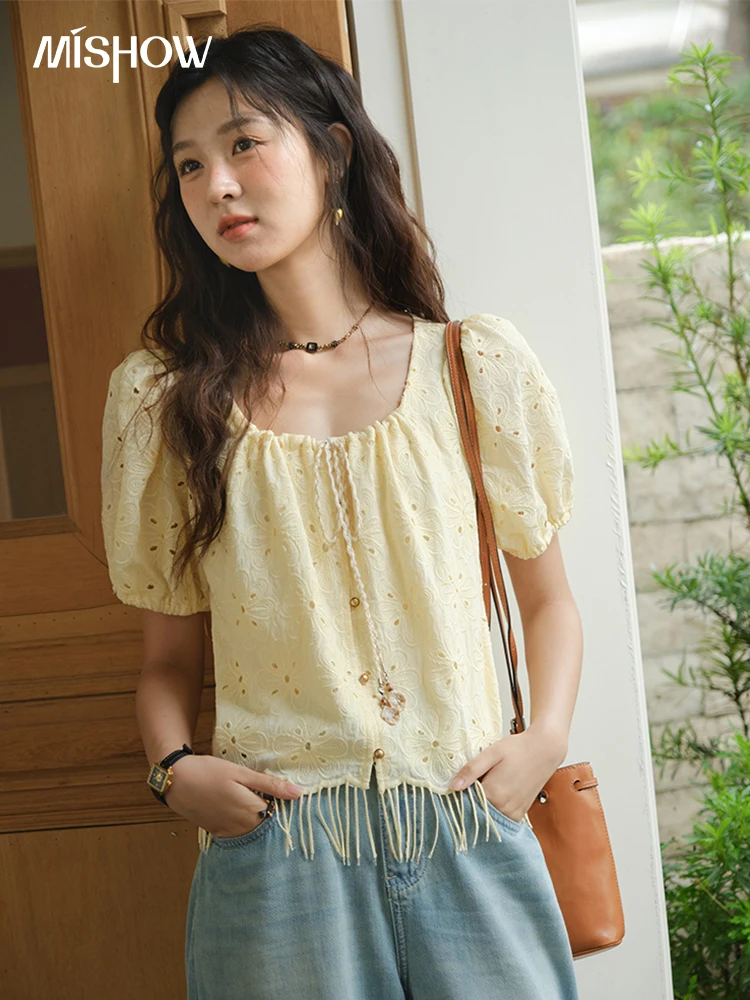 MISHOW Women's Fashion Hollow Out Blouse Summer 2025 Embroidery Puff Sleeve Square Collar Tassel Ladies Casual Top MXE37X1851
MISHOW Women's Fashion Hollow Out Blouse Summer 2025 Embroidery Puff Sleeve Square Collar Tassel Ladies Casual Top MXE37X1851