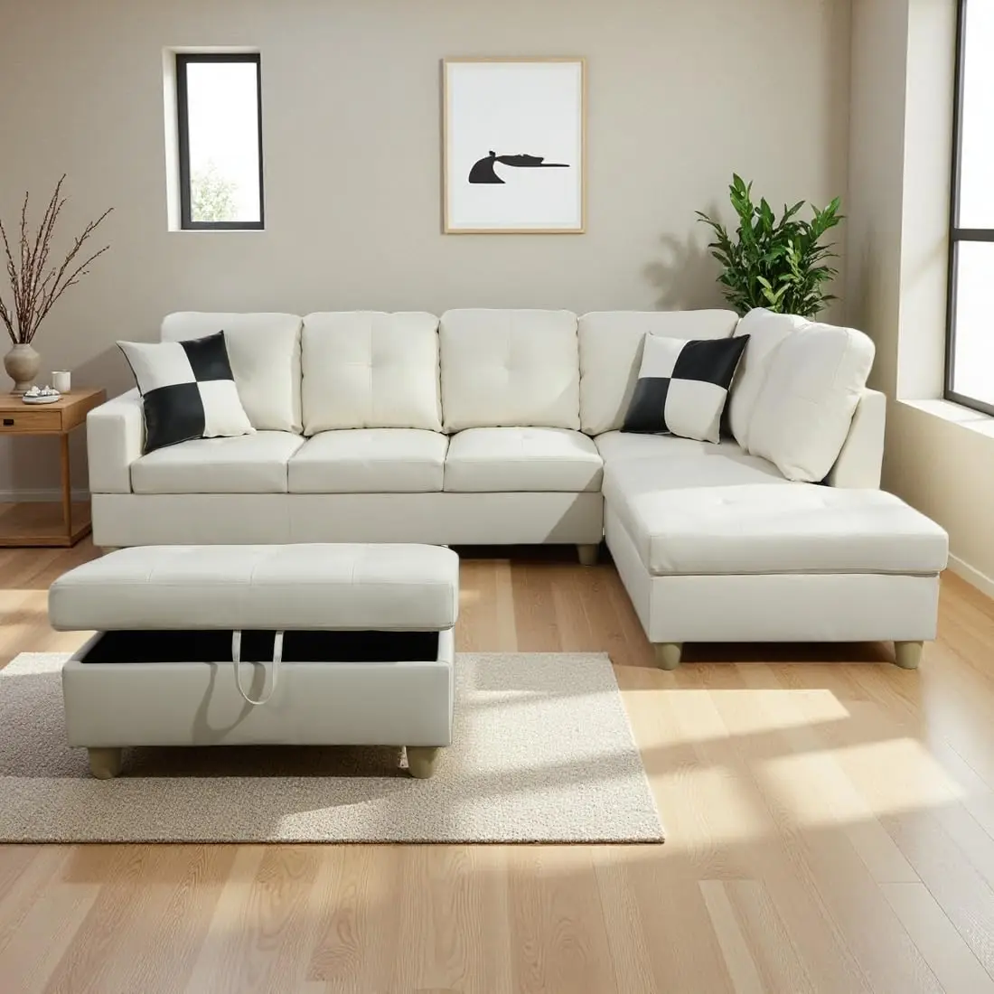 Leather Sectional Sofa Couch, Modern L-Shaped Couch, Modular Sectional Sofa Set, 103.5" Corner Chaise Lounge with, Customized
Leather Sectional Sofa Couch, Modern L-Shaped Couch, Modular Sectional Sofa Set, 103.5" Corner Chaise Lounge with, Customized