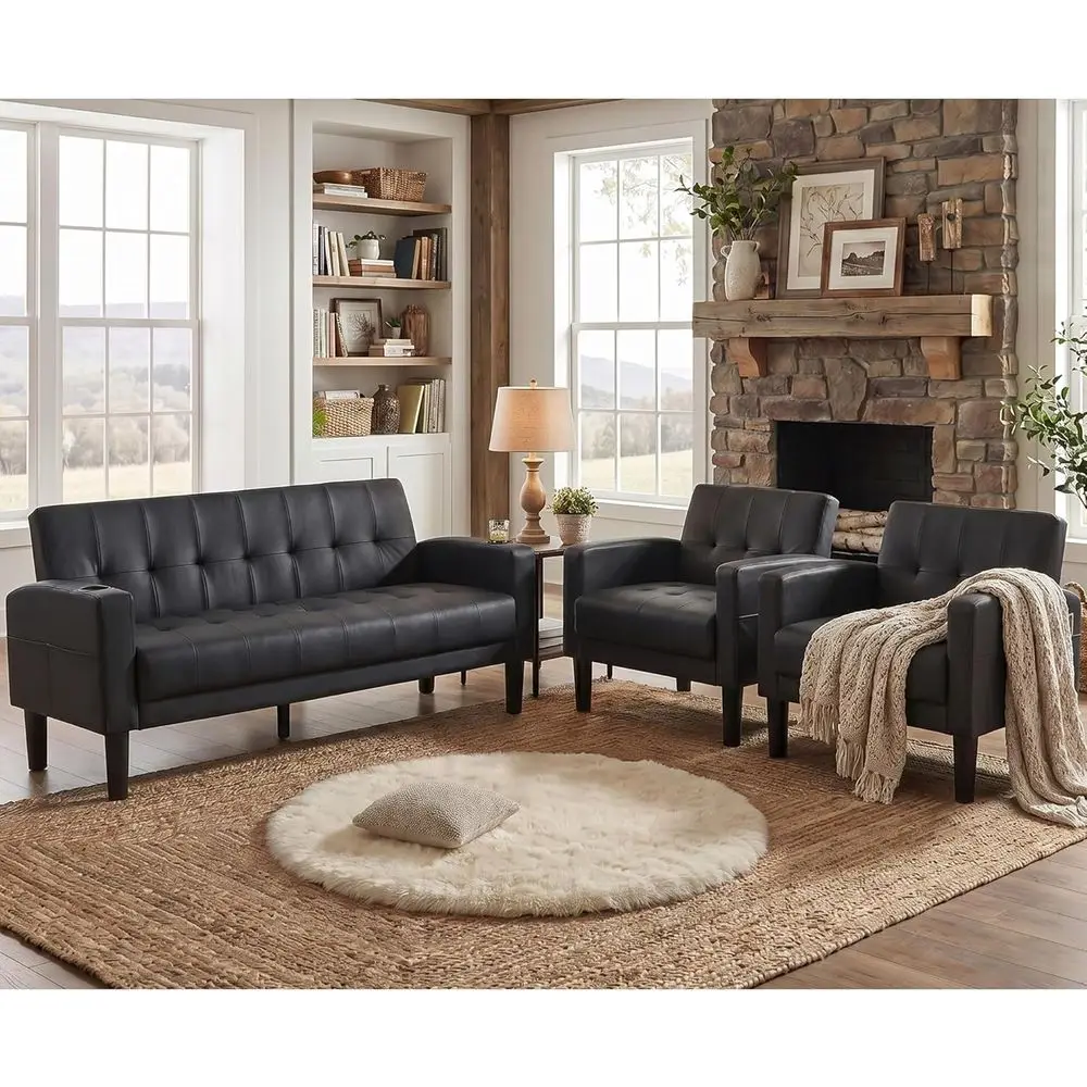 62 Wide Modern Loveseat with USB Ports and Cupholders for Living Room, Bedroom, or Dorm (Black)
62 Wide Modern Loveseat with USB Ports and Cupholders for Living Room, Bedroom, or Dorm (Black)