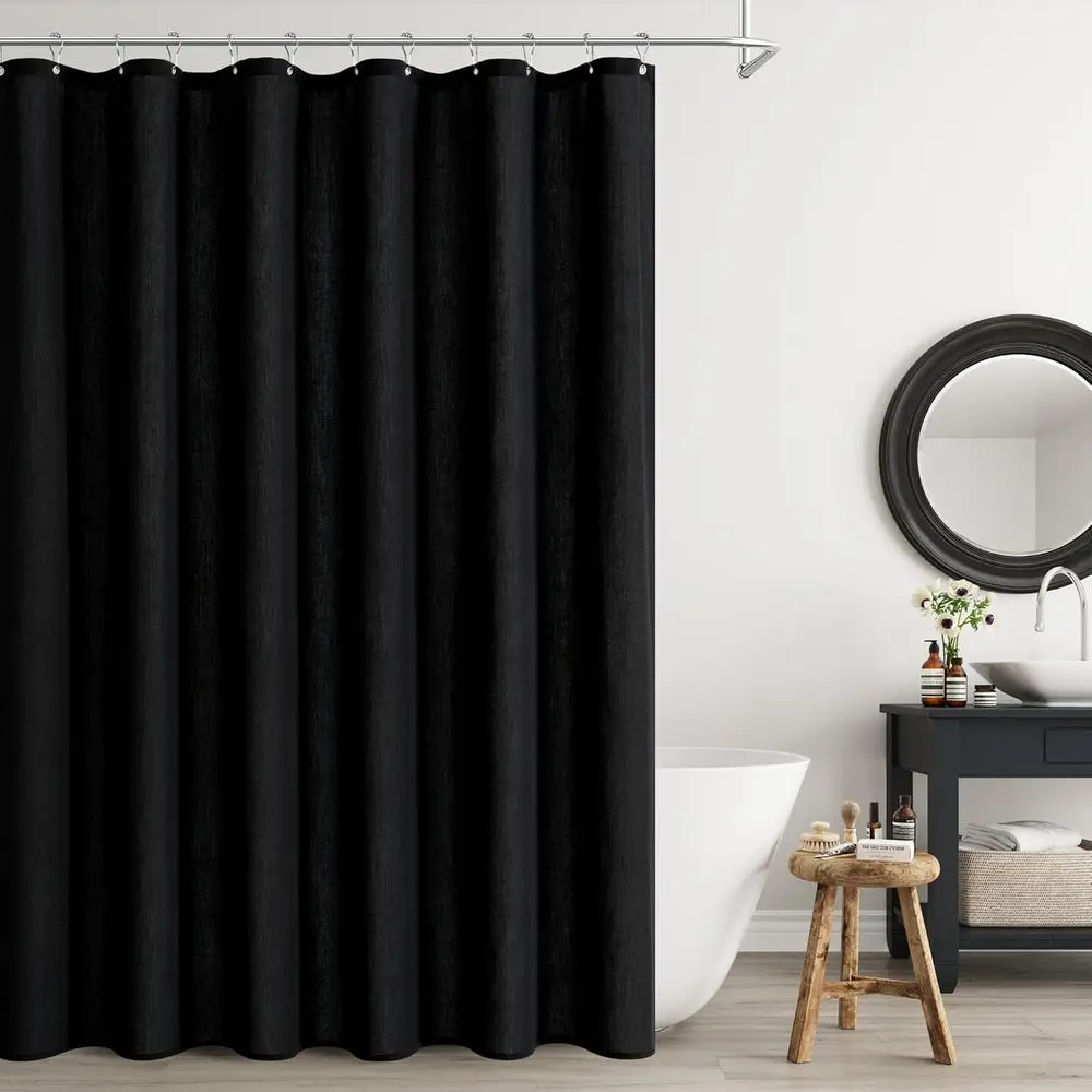 72 Inch Black Linen Shower Curtain, Linen Textured Weighted Cloth abric Boho Shower Curtain or Bathroom, Water Repellent, Simple
72 Inch Black Linen Shower Curtain, Linen Textured Weighted Cloth abric Boho Shower Curtain or Bathroom, Water Repellent, Simple