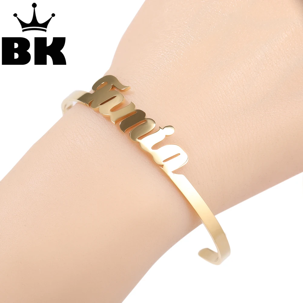THE BLING KING Custom Name Cuff Bracelet For Women Stainless Steel Adjustable Bangles 18K Gold Plated Fashion Jewelry Best Gift
THE BLING KING Custom Name Cuff Bracelet For Women Stainless Steel Adjustable Bangles 18K Gold Plated Fashion Jewelry Best Gift