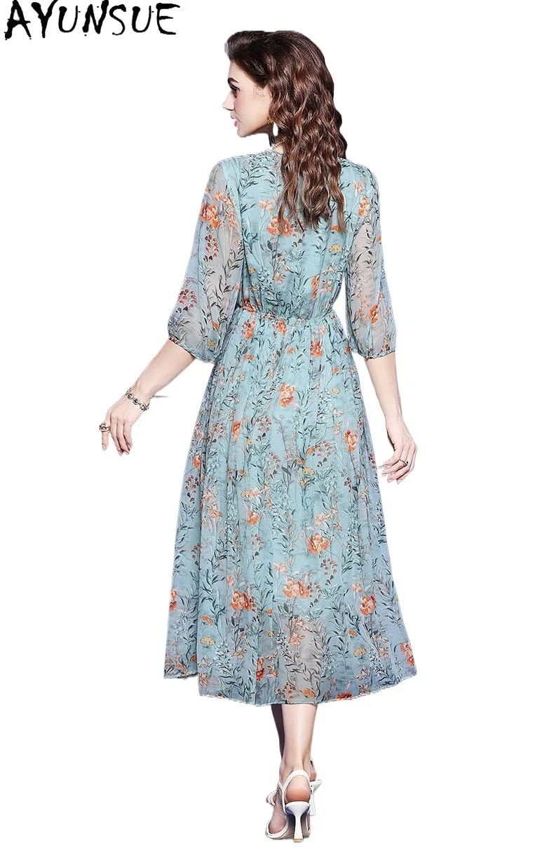 AYUNSUE 100% Real Mulberry Silk Elegant Dresses for Women Floral Long Dress Fashion Summer Dress Woman Clothing Vestido Mujer
AYUNSUE 100% Real Mulberry Silk Elegant Dresses for Women Floral Long Dress Fashion Summer Dress Woman Clothing Vestido Mujer