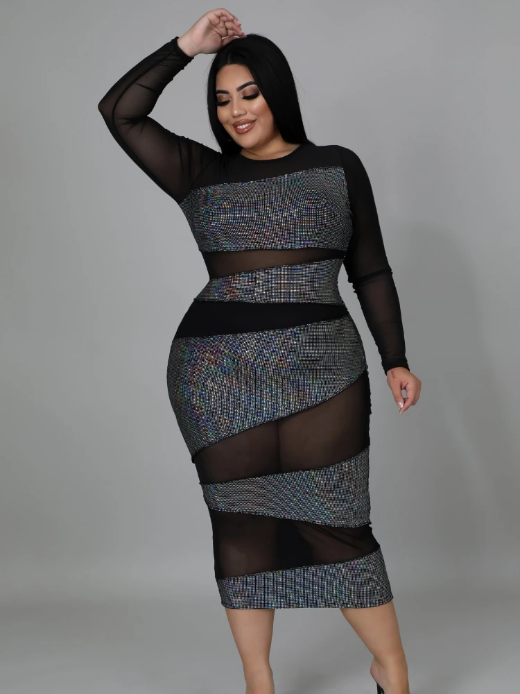 Black Sheath Dresses for Women Sexy Tulle Patchwork Long Sleeve Pencil Evening Party Plus Size Gowns 4XL 5XL Night Club Outfits
Black Sheath Dresses for Women Sexy Tulle Patchwork Long Sleeve Pencil Evening Party Plus Size Gowns 4XL 5XL Night Club Outfits