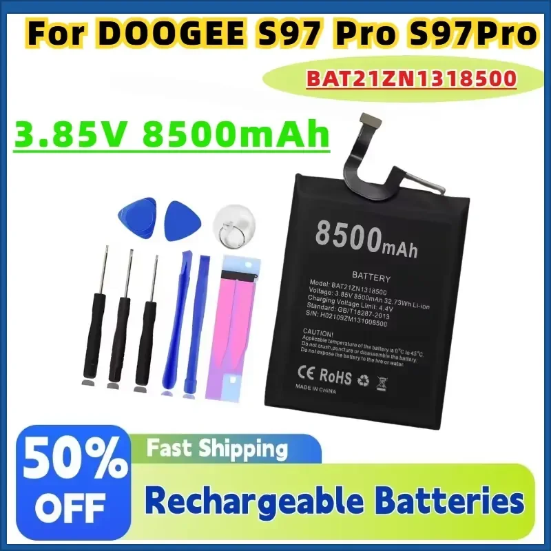 Rechargeable Lithium Battery BAT21ZN1318500 3.85V 8500mAh Replacement for DOOGEE S97 Pro S97Pro Mobile Phone + Free tools
Rechargeable Lithium Battery BAT21ZN1318500 3.85V 8500mAh Replacement for DOOGEE S97 Pro S97Pro Mobile Phone + Free tools