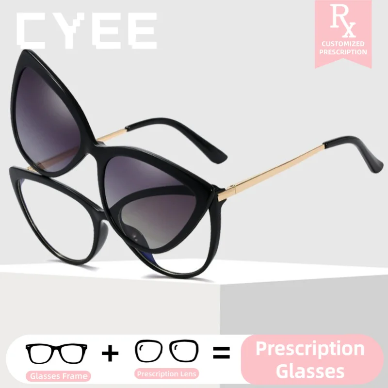 CYEE Personalized Magnetic Clip Eyeglasses Two Color Sunglasses Anti Blue Ray Optical Glasses Women Prescription Reading Eyewear
CYEE Personalized Magnetic Clip Eyeglasses Two Color Sunglasses Anti Blue Ray Optical Glasses Women Prescription Reading Eyewear