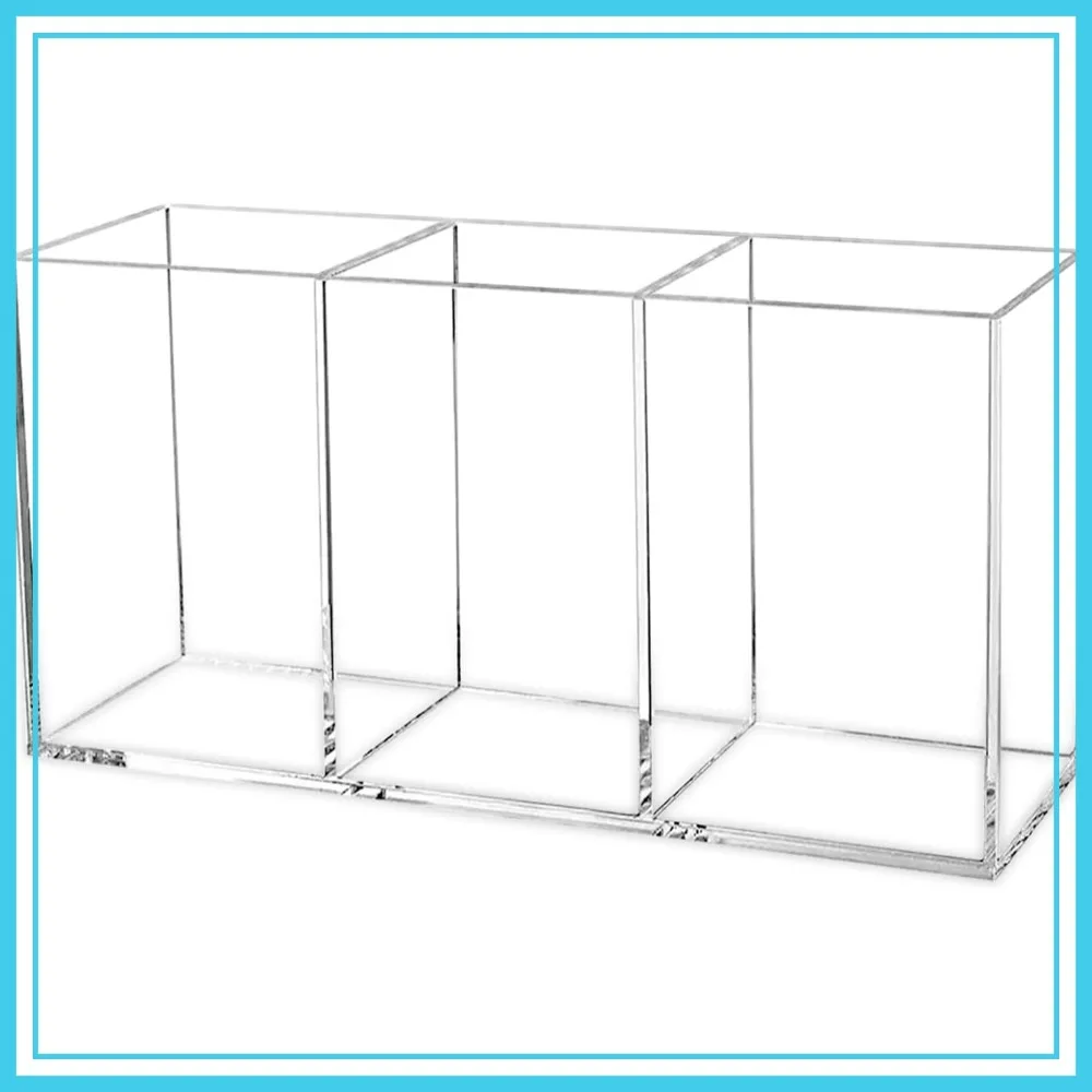 Acrylic Makeup Brush Organizer with 3 Slots, Clear Cosmetic Storage Holder for Desk, Pencil Pen Holder for Vanity
Acrylic Makeup Brush Organizer with 3 Slots, Clear Cosmetic Storage Holder for Desk, Pencil Pen Holder for Vanity