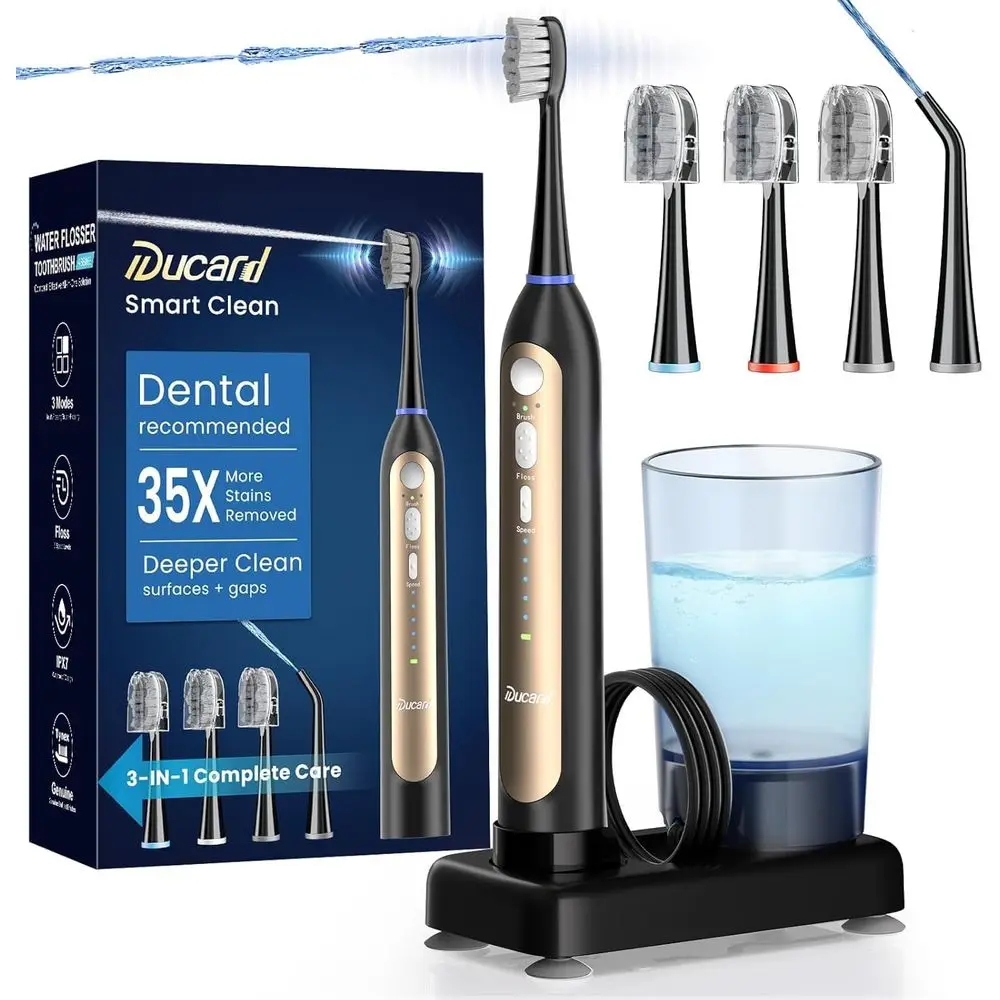 Compact 3-in-1 Electric Toothbrush, 40,000 VPM, 11oz Detachable Tank, Suitable for Braces, 30-Day Battery Life
Compact 3-in-1 Electric Toothbrush, 40,000 VPM, 11oz Detachable Tank, Suitable for Braces, 30-Day Battery Life
