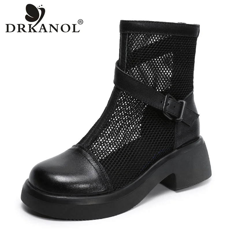 DRKANOL 2026 Women Platform Cool Boots Summer Genuine Cow Leather Round Toe Thick Heel Back Zipper Breathable Air Mesh Boots
DRKANOL 2026 Women Platform Cool Boots Summer Genuine Cow Leather Round Toe Thick Heel Back Zipper Breathable Air Mesh Boots