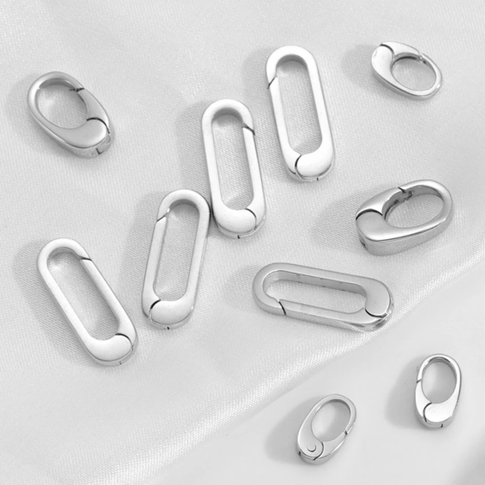 2pc Stainless Steel Oval Clasp Carabiner Necklace Closures Spring Ring Pearl Enhancer Connector for DIY Jewelry Bracelet Making
2pc Stainless Steel Oval Clasp Carabiner Necklace Closures Spring Ring Pearl Enhancer Connector for DIY Jewelry Bracelet Making