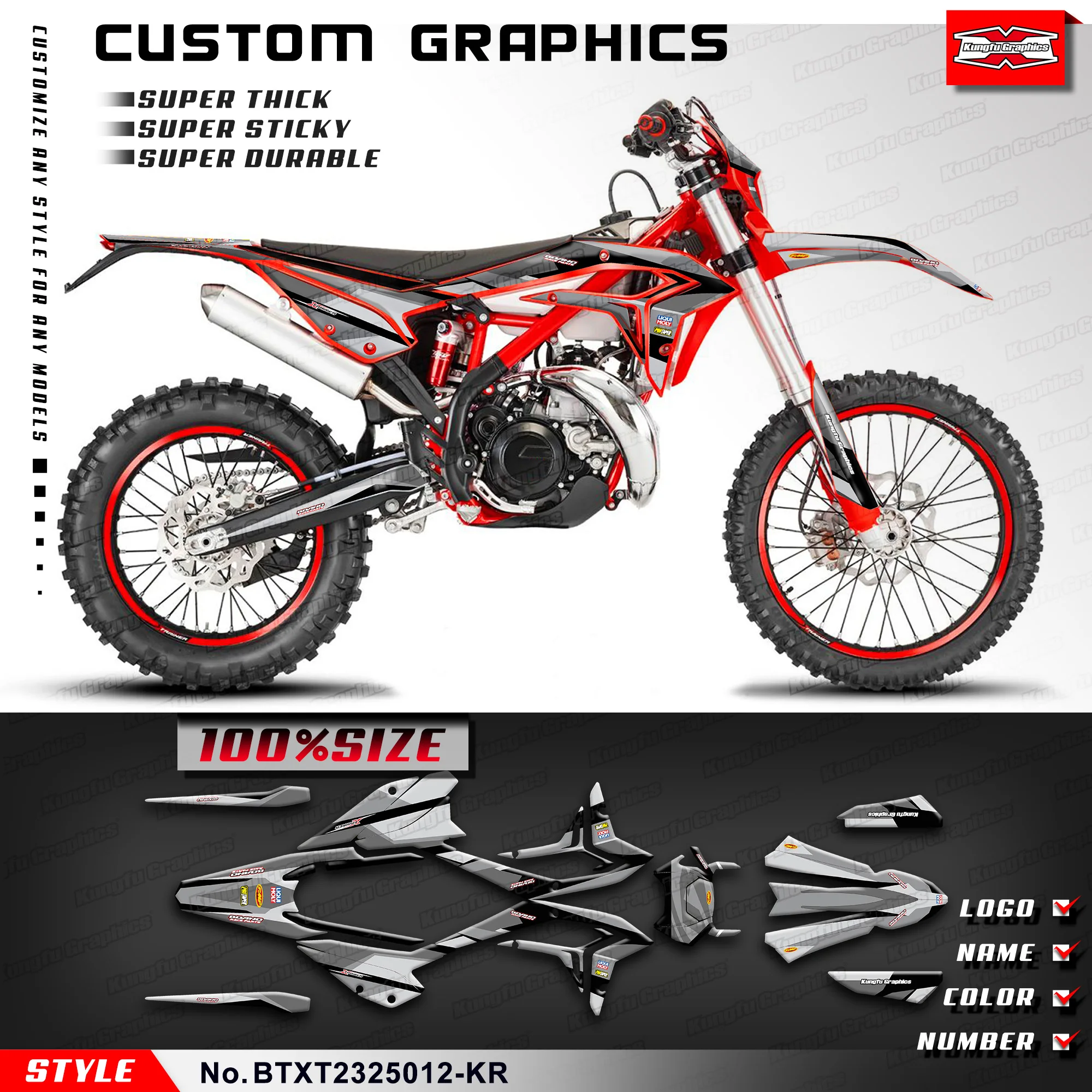 KUNGFU GRAPHICS MX Stickers Motorcycle Decals for Beta X-trainer 250 300 Xtrainer 23 2024 2025, Dirtbike Graphics,BTXT2325012-KR
KUNGFU GRAPHICS MX Stickers Motorcycle Decals for Beta X-trainer 250 300 Xtrainer 23 2024 2025, Dirtbike Graphics,BTXT2325012-KR